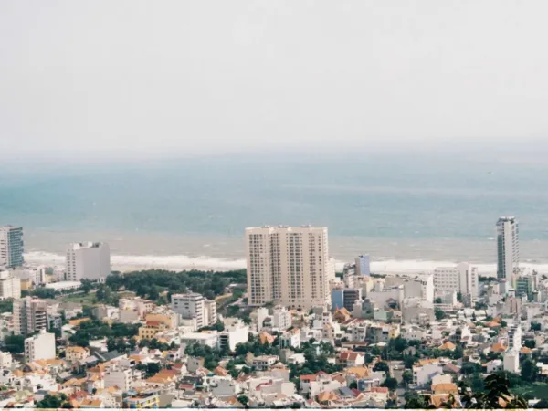 Aerial view of the Vung Tau coastline and city