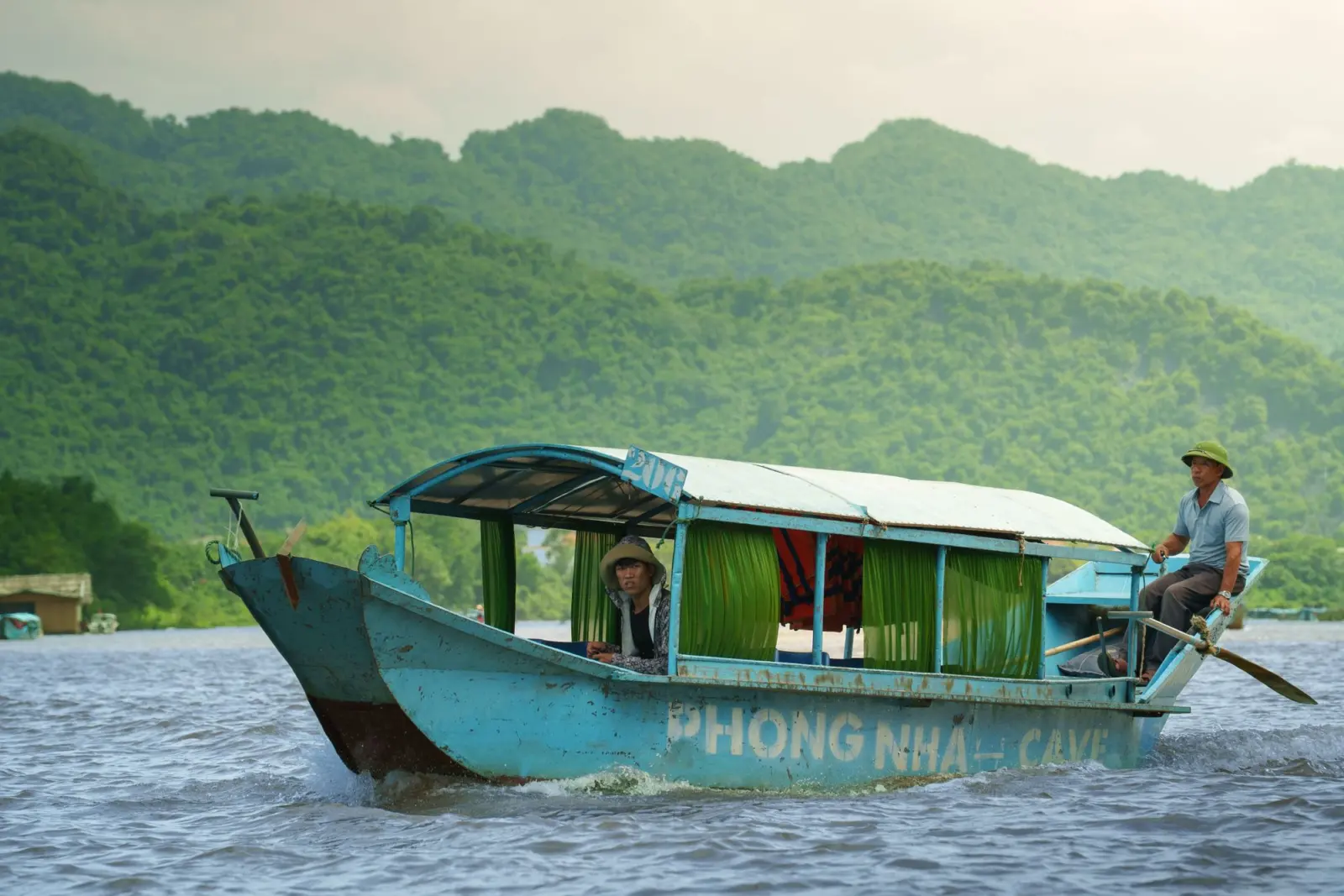 Traditional boat on the river in Phong Nha-Ke Bang National Park