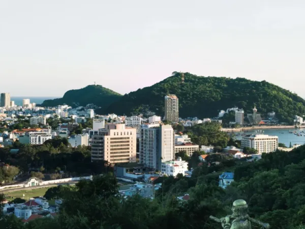 Sandy beach and ocean shoreline in Vung Tau city